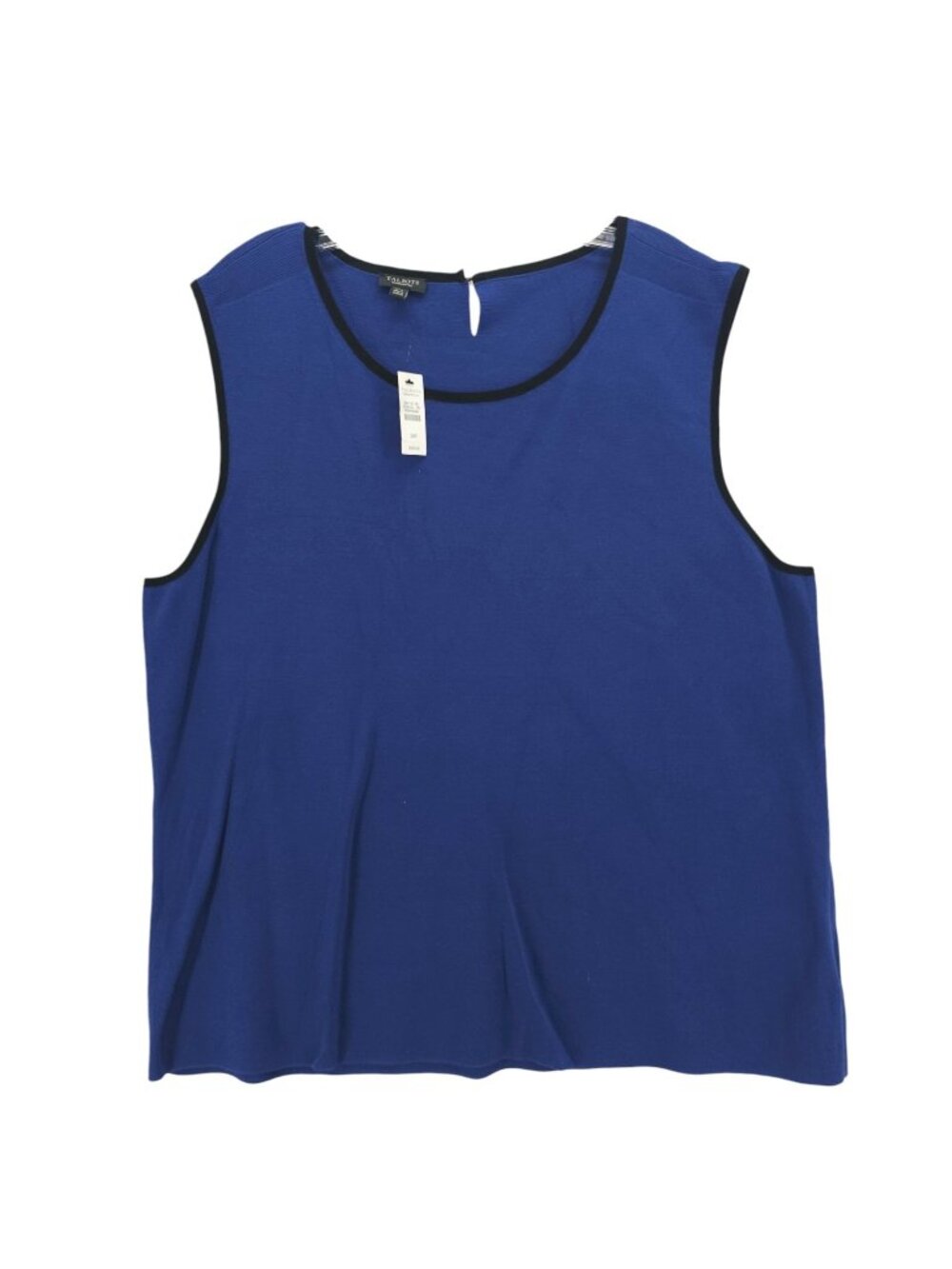 NWT TALBOTS Blue Sleeveless Knit Top Black Contrasting Trim Size 3XP